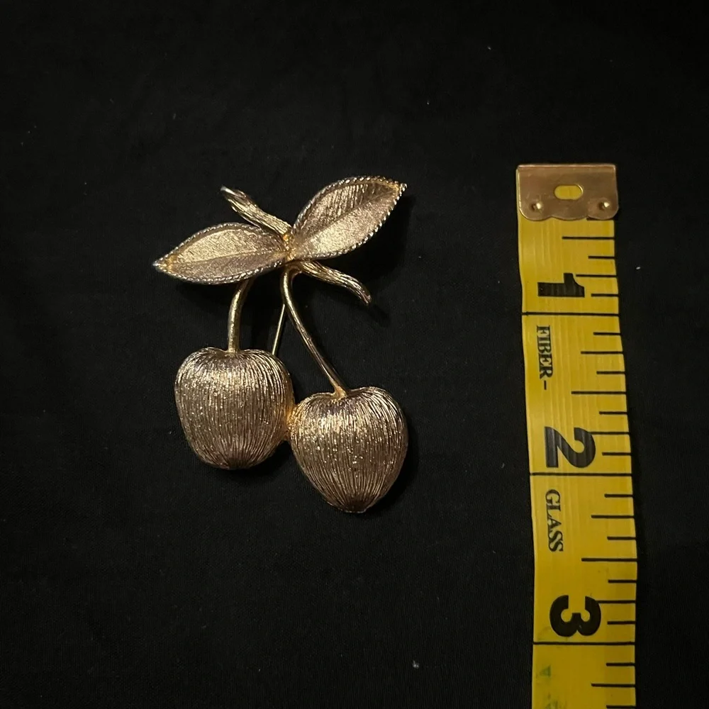 Vintage Sarah Coventry Gold-Tone Cherry Pin